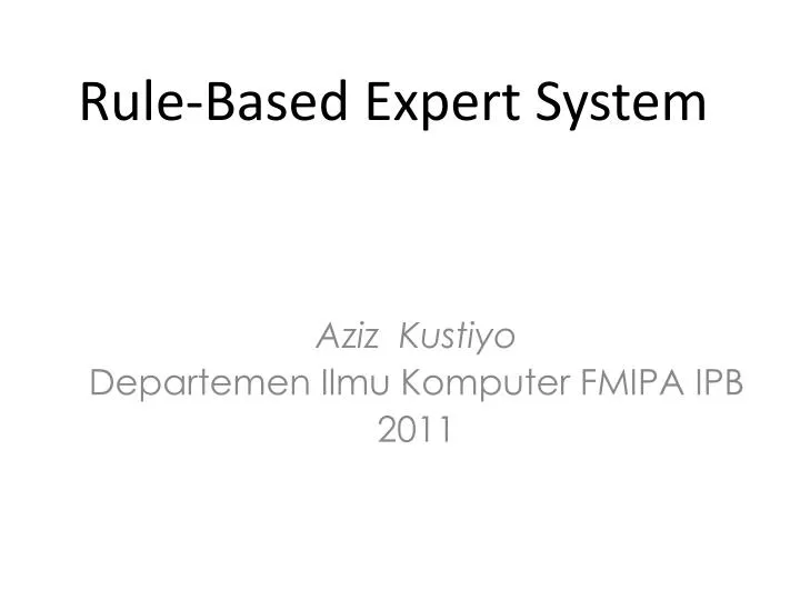 rule based expert system