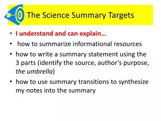 The Science Summary Targets
