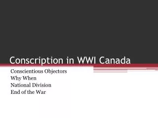Conscription in WWI Canada