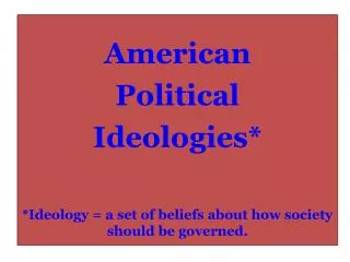 American Political Ideologies* *Ideology = a set of beliefs about how society should be governed.