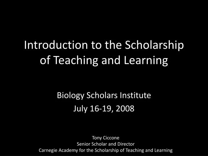 introduction to the scholarship of teaching and learning