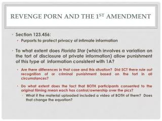 Revenge PorN and the 1 st Amendment