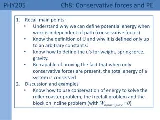 PHY205 	 Ch8: Conservative forces and PE