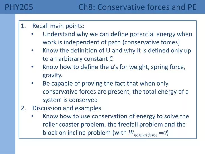 phy205 ch8 conservative forces and pe