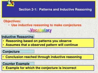 Section 2- 1: Patterns and Inductive Reasoning