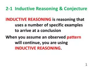 2-1 Inductive Reasoning &amp; Conjecture