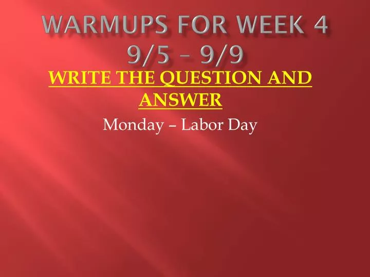 warmups for week 4 9 5 9 9
