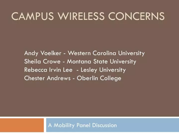 campus wireless concerns