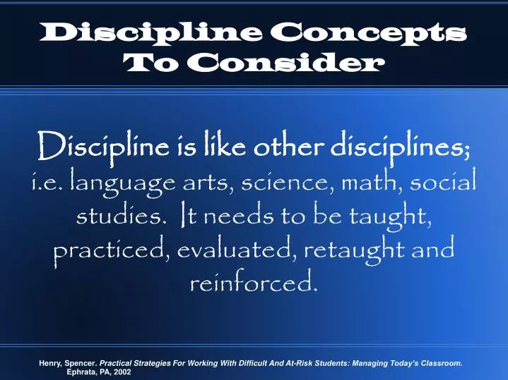 discipline concepts to consider