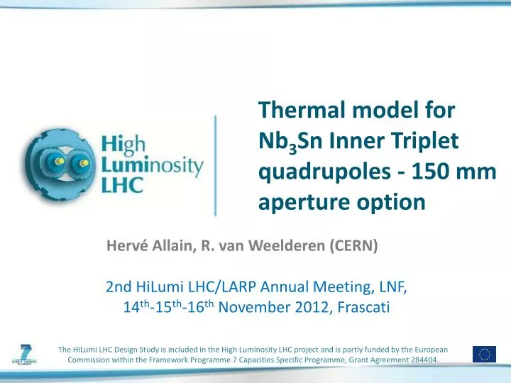 thermal model for nb 3 sn inner triplet quadrupoles 150 mm aperture option