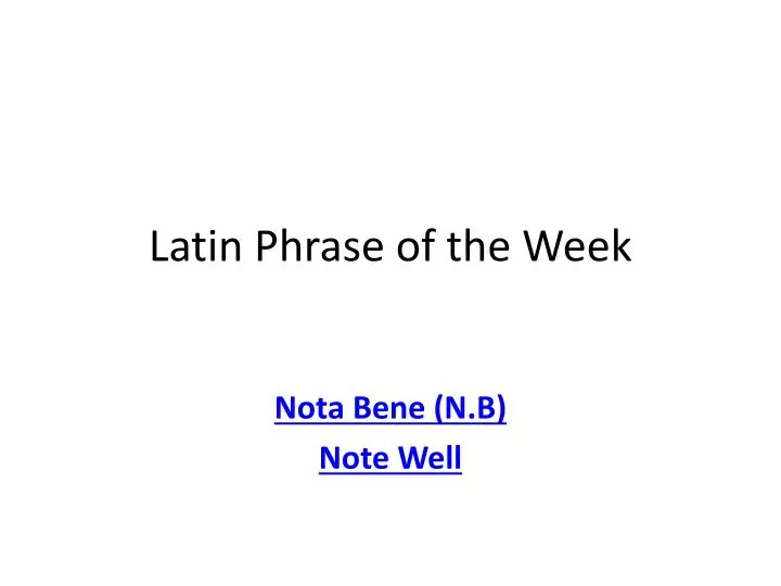 latin phrase of the week