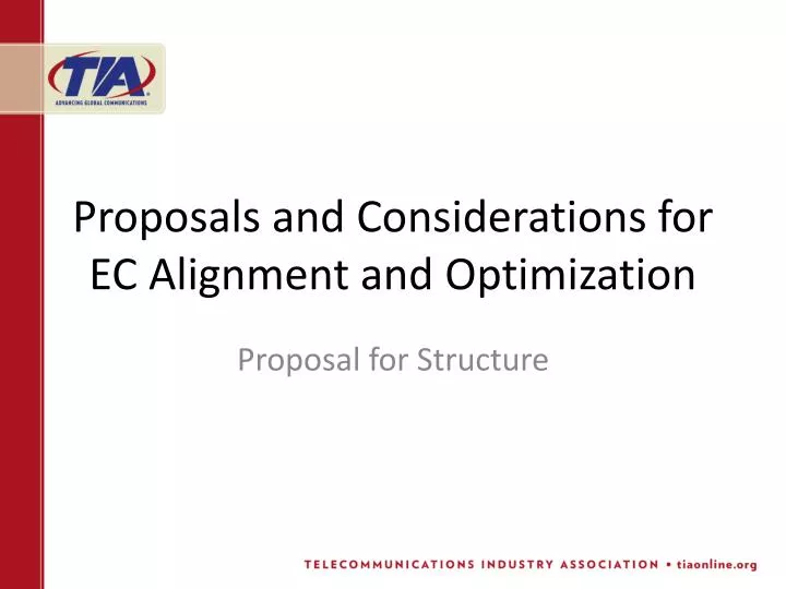 proposals and considerations for ec alignment and optimization