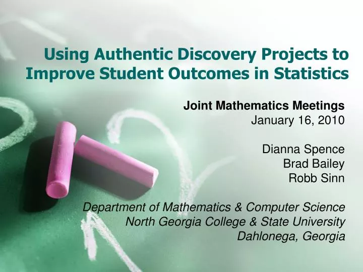 using authentic discovery projects to improve student outcomes in statistics