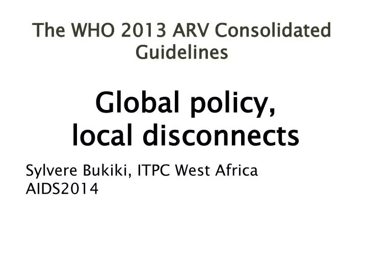the who 2013 arv consolidated guidelines