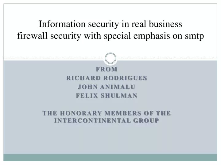 information security in real business firewall security with special emphasis on smtp
