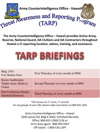 Threat Awareness and Reporting Program (TARP)