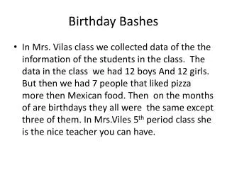 Birthday Bashes