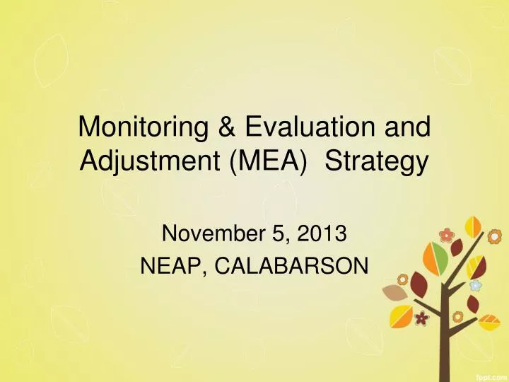 monitoring evaluation and adjustment mea strategy