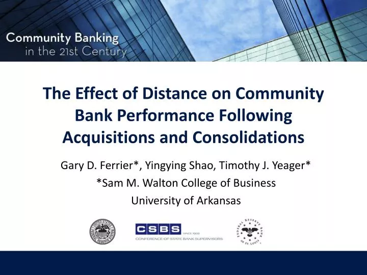 the effect of distance on community bank performance following acquisitions and consolidations