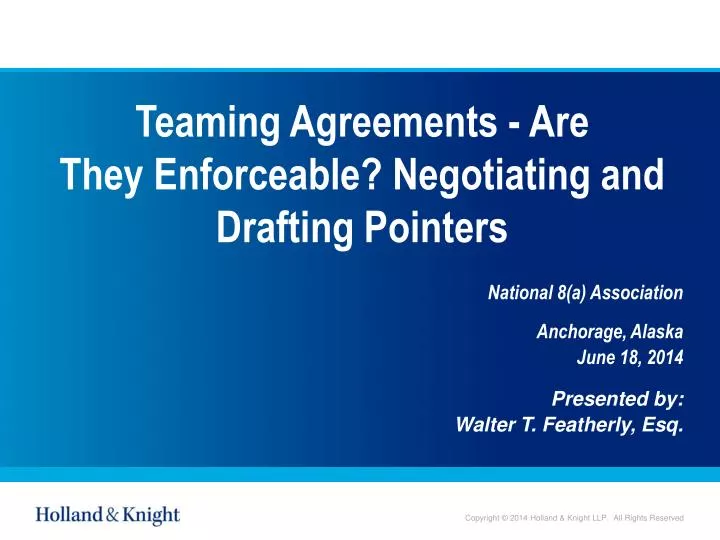 teaming agreements are they enforceable negotiating and drafting pointers