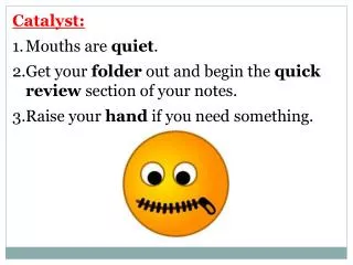 Catalyst: Mouths are quiet .