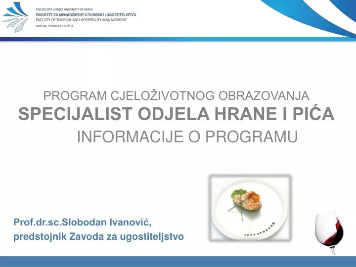 program cjelo ivotnog obrazovanja specijalist odjela hrane i pi a