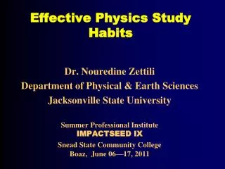 Effective Physics Study Habits