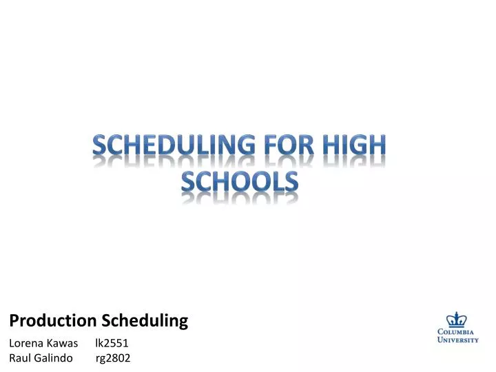 scheduling for high schools