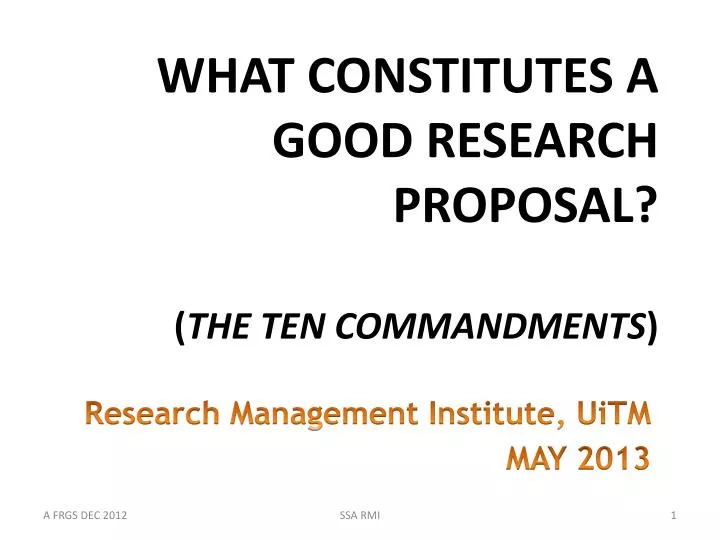 what constitutes a good research proposal the ten commandments