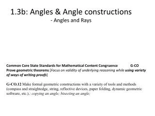 1.3b: Angles &amp; Angle constructions - Angles and Rays