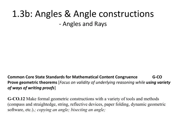 1 3b angles angle constructions angles and rays