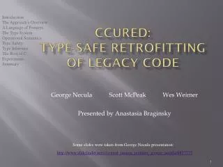 CCured : Type-Safe Retrofitting of Legacy Code