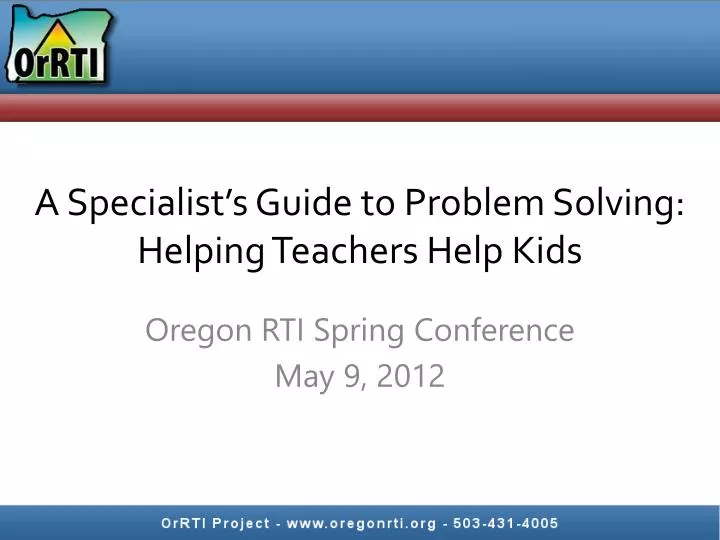 a specialist s guide to problem solving helping teachers help kids