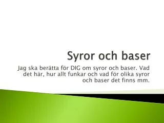 syror och baser