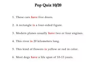 Pop Quiz 10/20