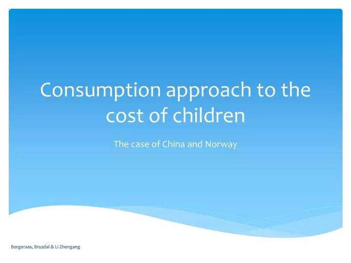 consumption approach to the cost of children
