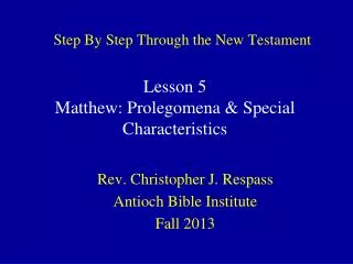 Step By Step Through the New Testament