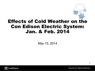 Effects of Cold Weather on the Con Edison Electric System: Jan. &amp; Feb. 2014
