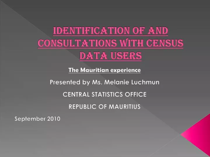 identification of and consultations with census data users