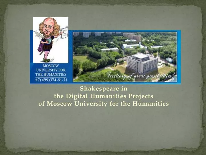 shakespeare in the digital humanities projects of moscow university for the humanities