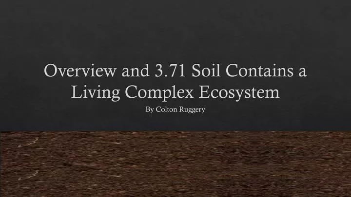 overview and 3 71 soil contains a living complex ecosystem