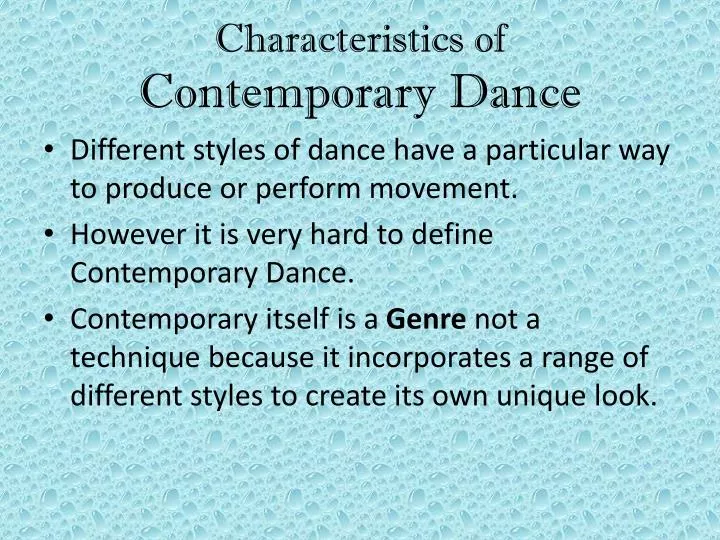 characteristics of contemporary dance