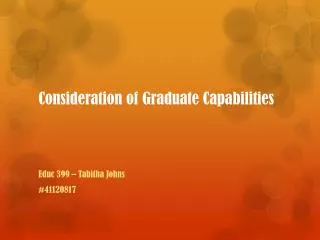 Consideration of Graduate Capabilities
