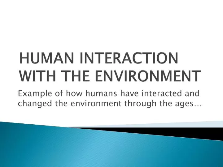 human interaction with the environment