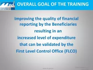 OVERALL GOAL OF THE TRAINING