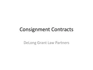 Consignment Contracts