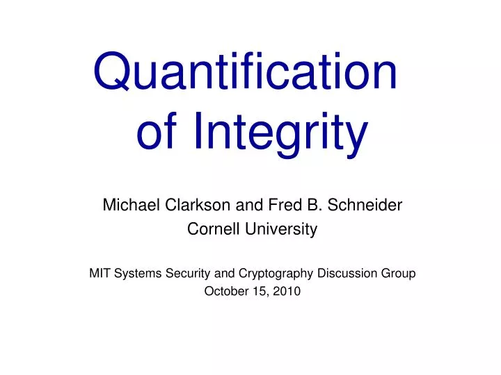 quantification of integrity