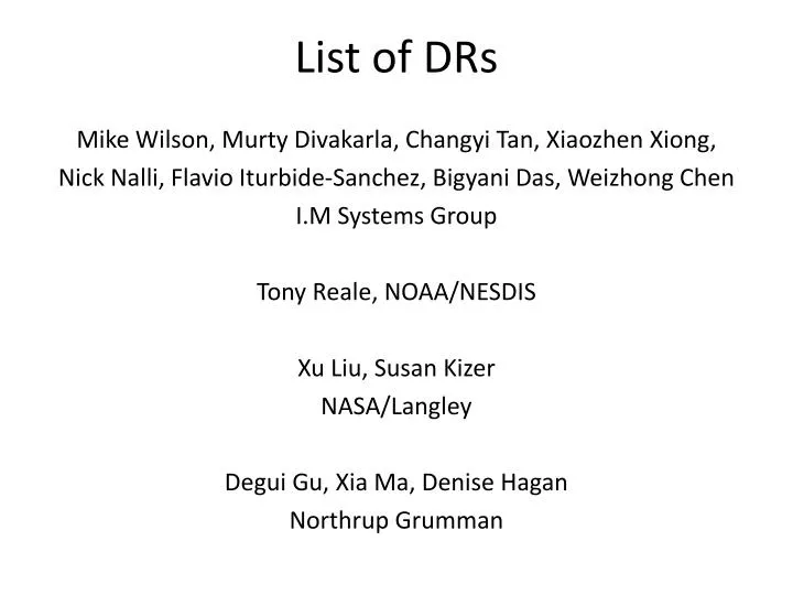 list of drs