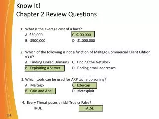 Know It! Chapter 2 Review Questions