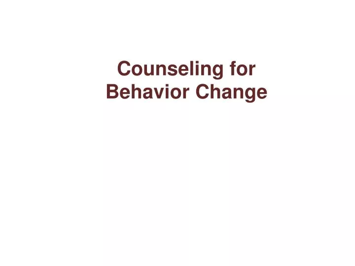 counseling for behavior change